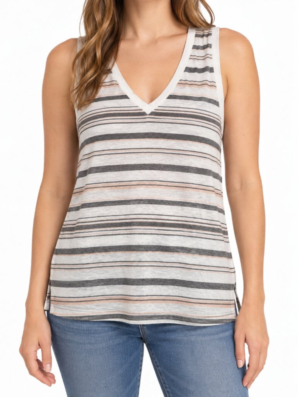 Workshop Republic 100% Linen Striped Tank Top Size L NWT